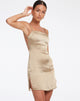 Afbeelding van Gehna Bodycon Jurk in Satijn Olijf Goud