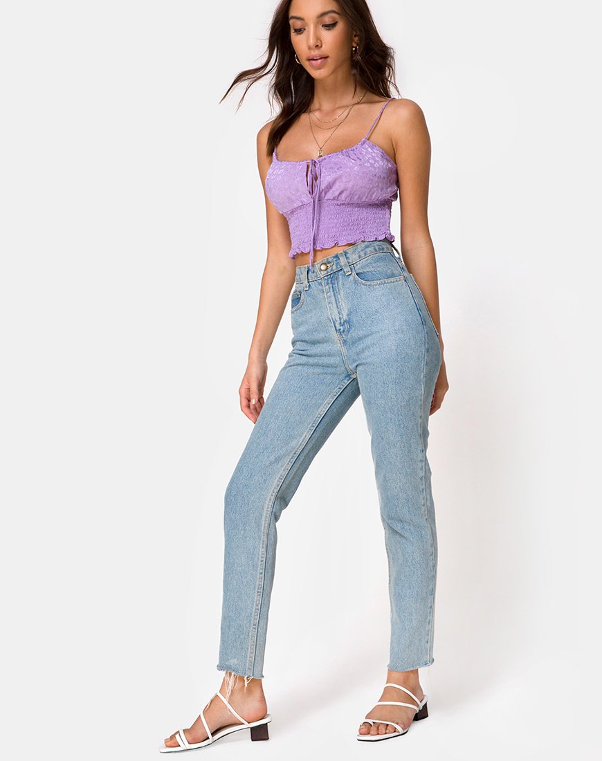 Afbeelding van Gemala Cami Top in Satijn Ditsy Rose Lavendel