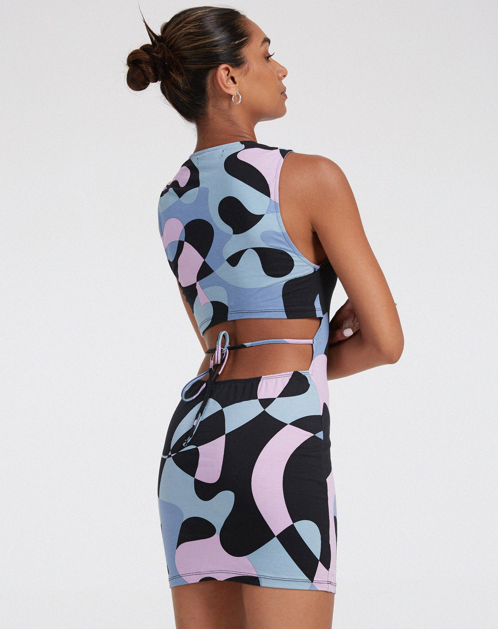 Genul Mini Jurk in Abstract Paars