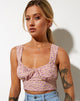 Afbeelding van Gilda Crop Top in Flower Fun Lila Citroen