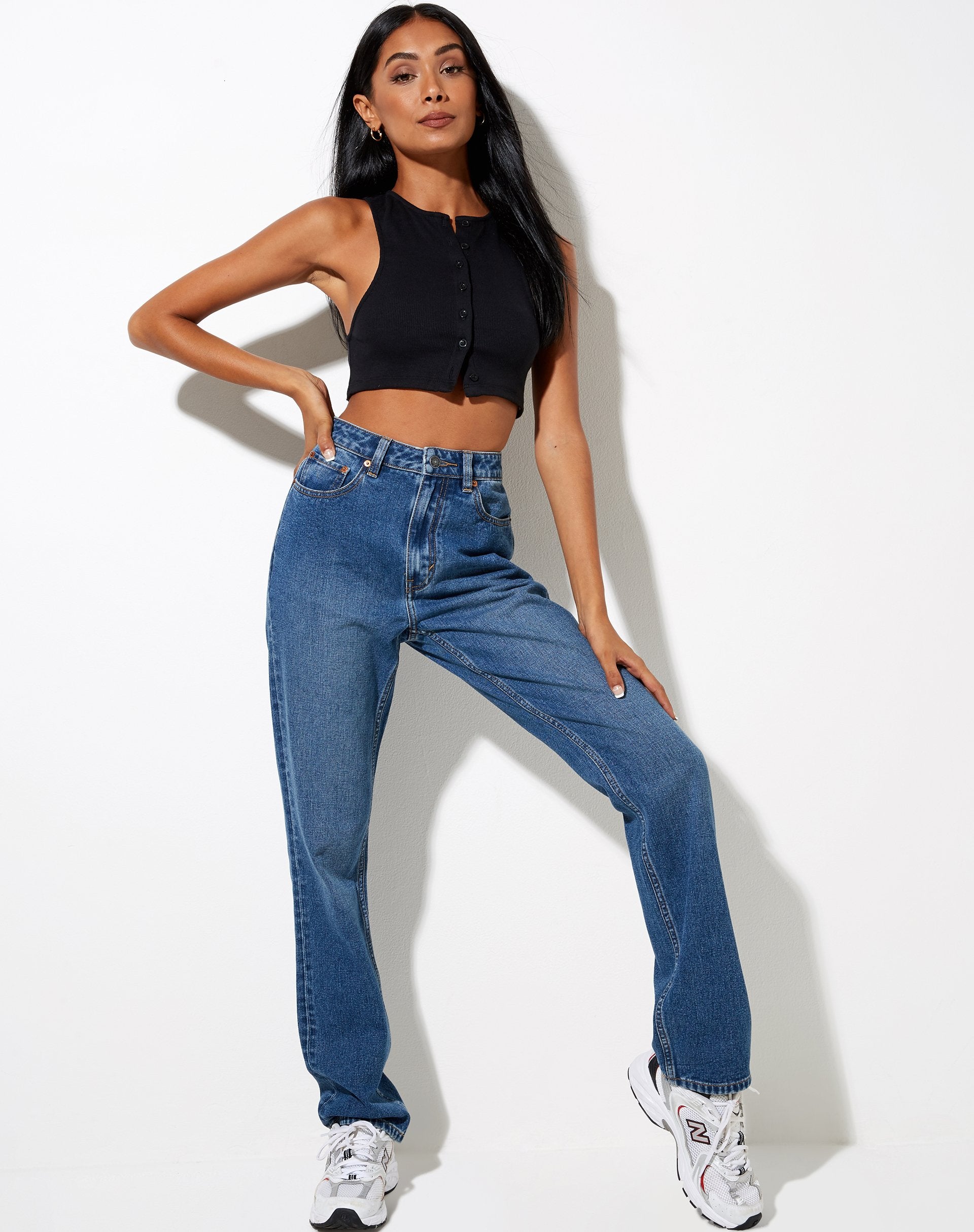 Afbeelding van Gilly Crop Top in Rib Zwart