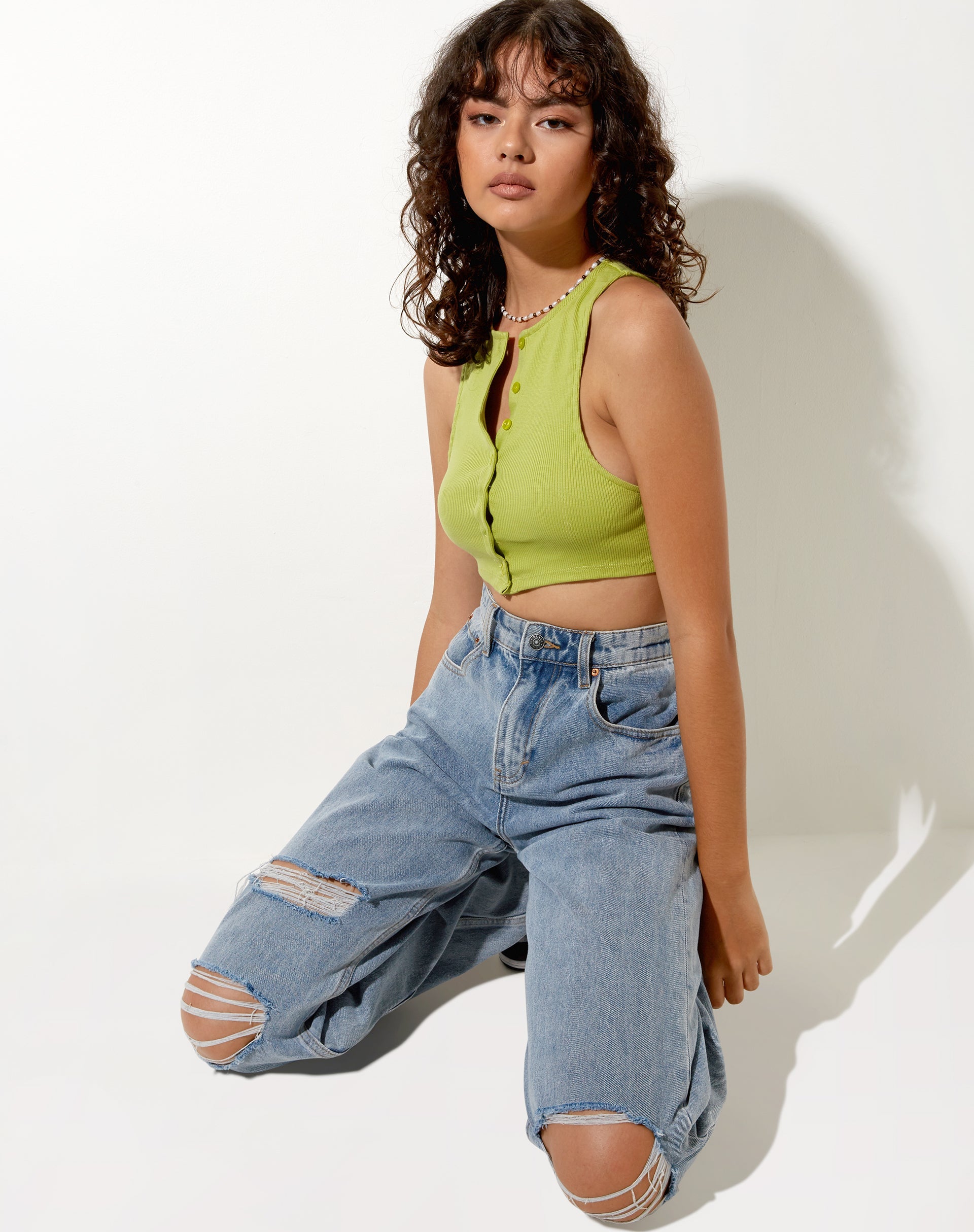 Afbeelding van Gilly Crop Top in Rib Leaf Green