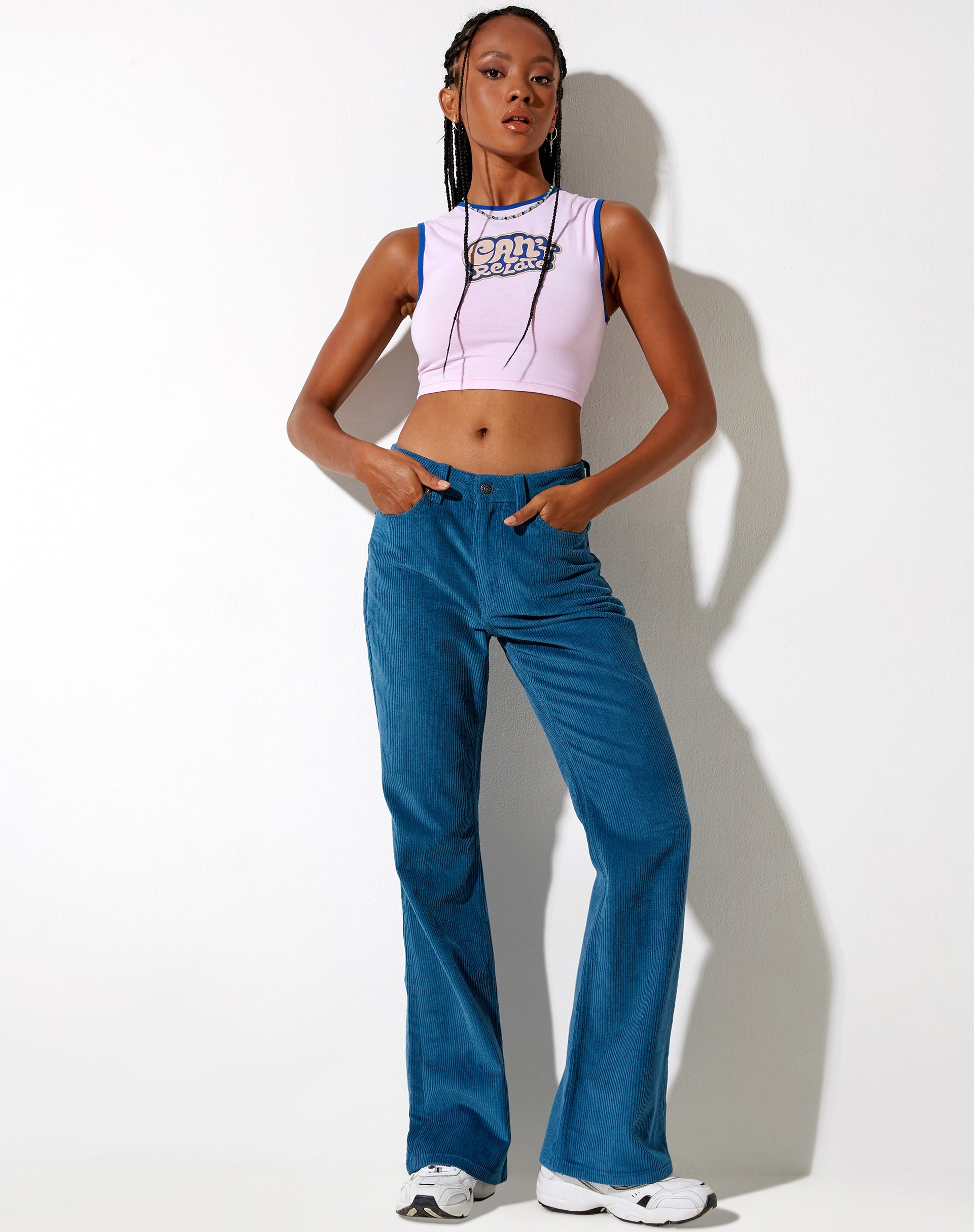 Afbeelding van Gimon Crop Top in Roze Bind Blauw Cant Relate