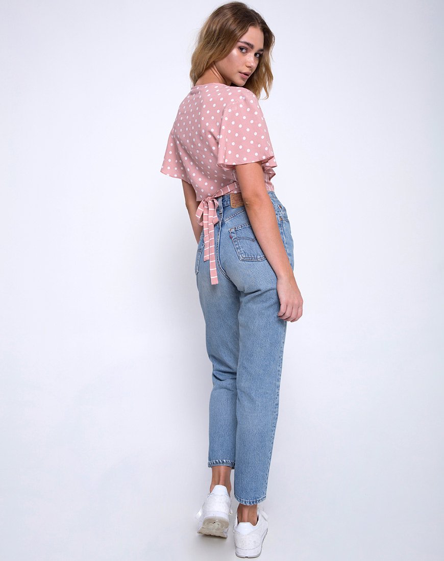 Afbeelding van Gios Wrap Top in Streep Roze en Wit