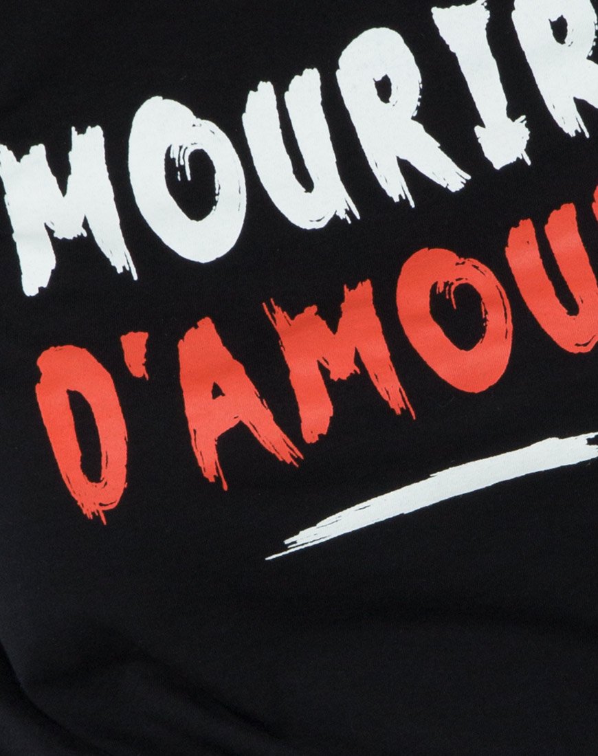 Afbeelding van Girl Fit T-shirt in Mourir DAmour Zwart