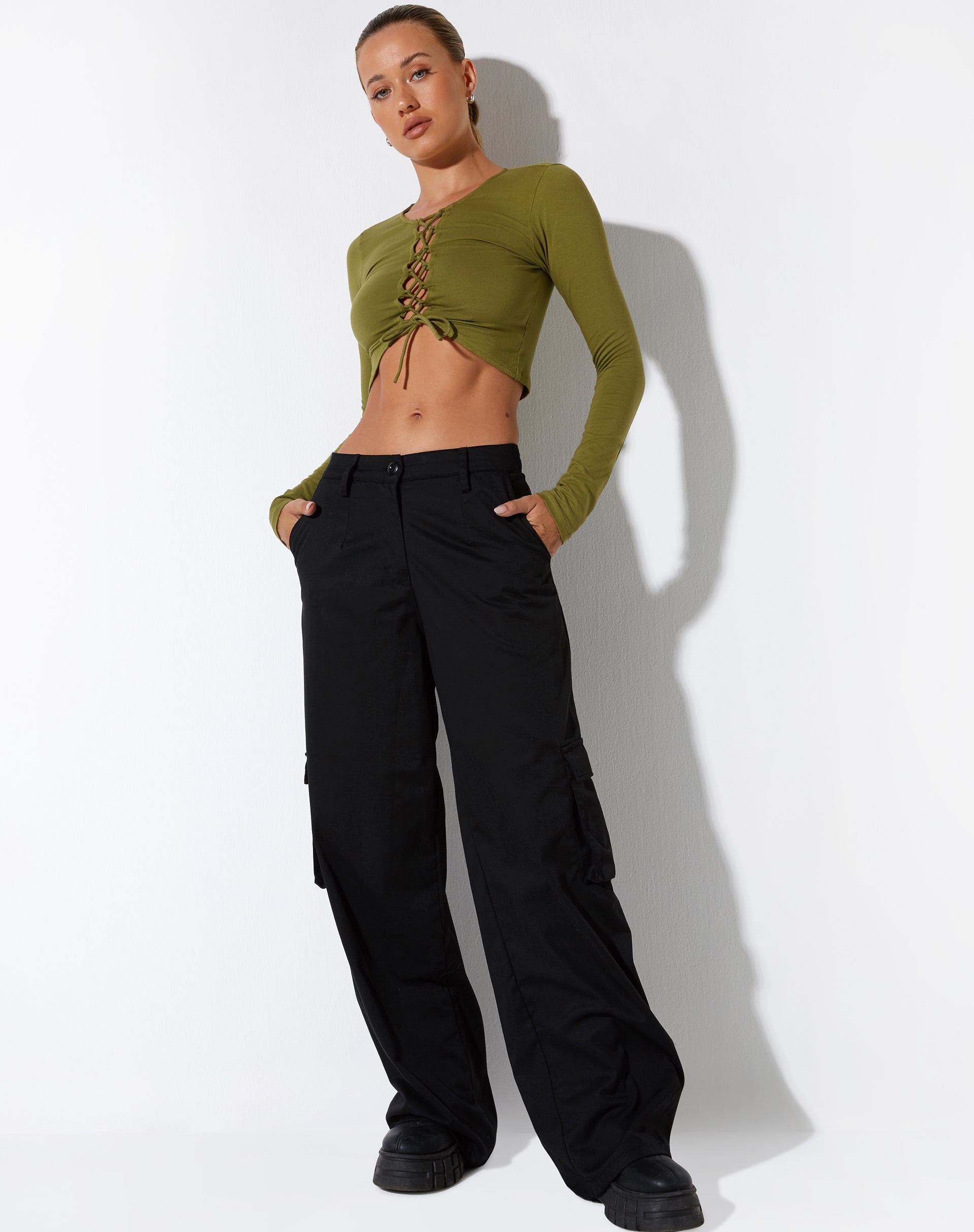 Afbeelding van Gisy Crop Top in Lycra Khaki