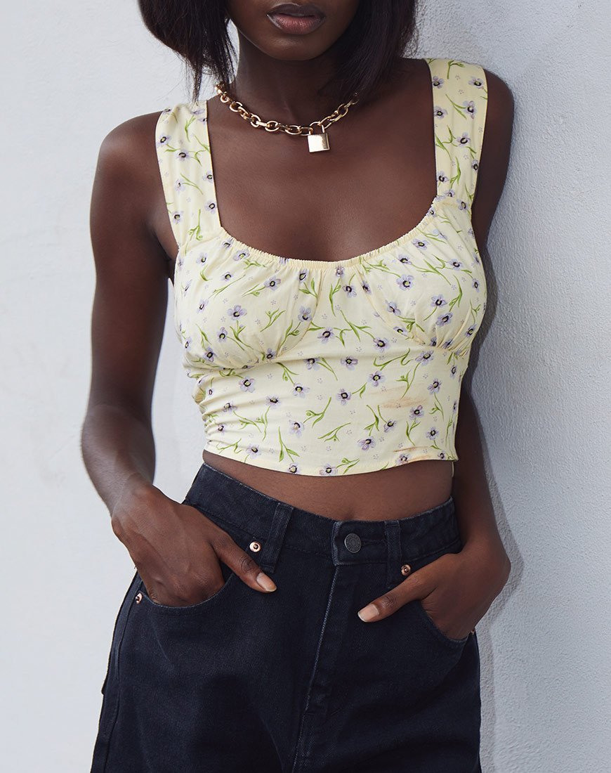 Afbeelding van Gladis Vest Crop Top in Wild Flower Lemon Drop
