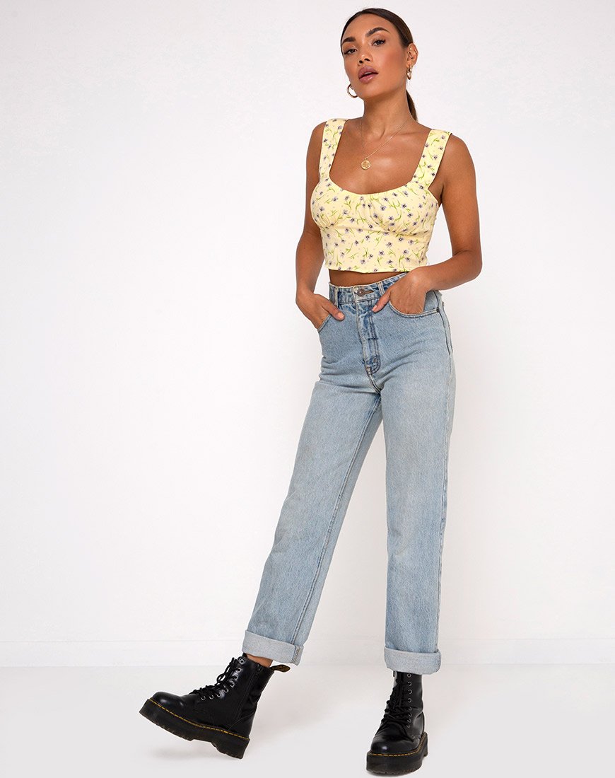 Afbeelding van Gladis Vest Crop Top in Wild Flower Lemon Drop
