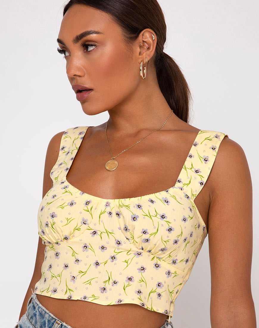 Afbeelding van Gladis Vest Crop Top in Wild Flower Lemon Drop