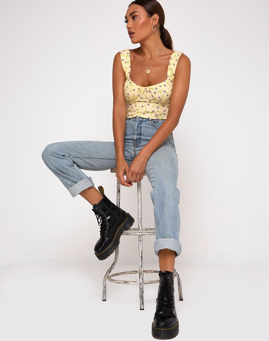 Afbeelding van Gladis Vest Crop Top in Wild Flower Lemon Drop