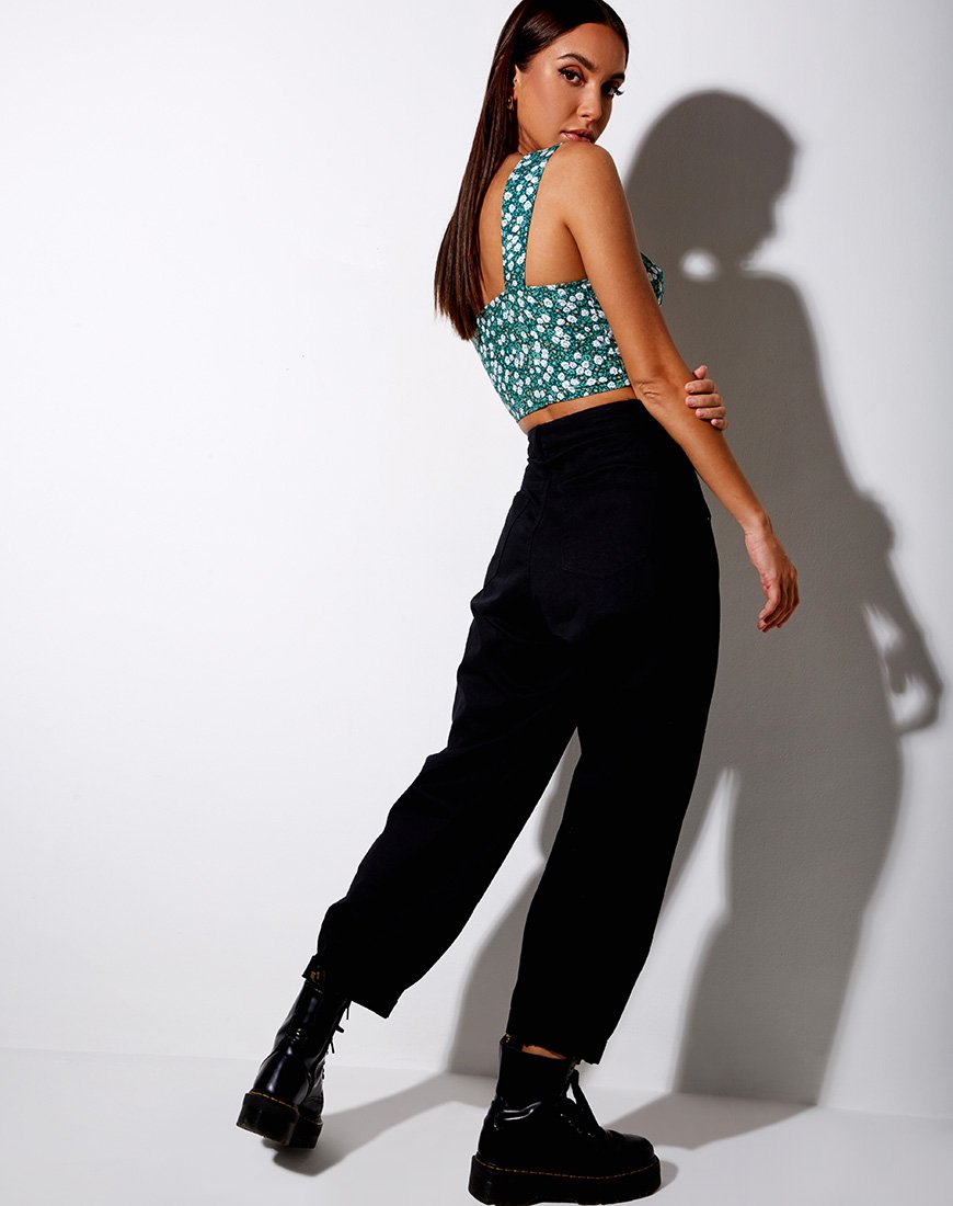 Afbeelding van Gladis Vest Crop Top in Floral Field Green