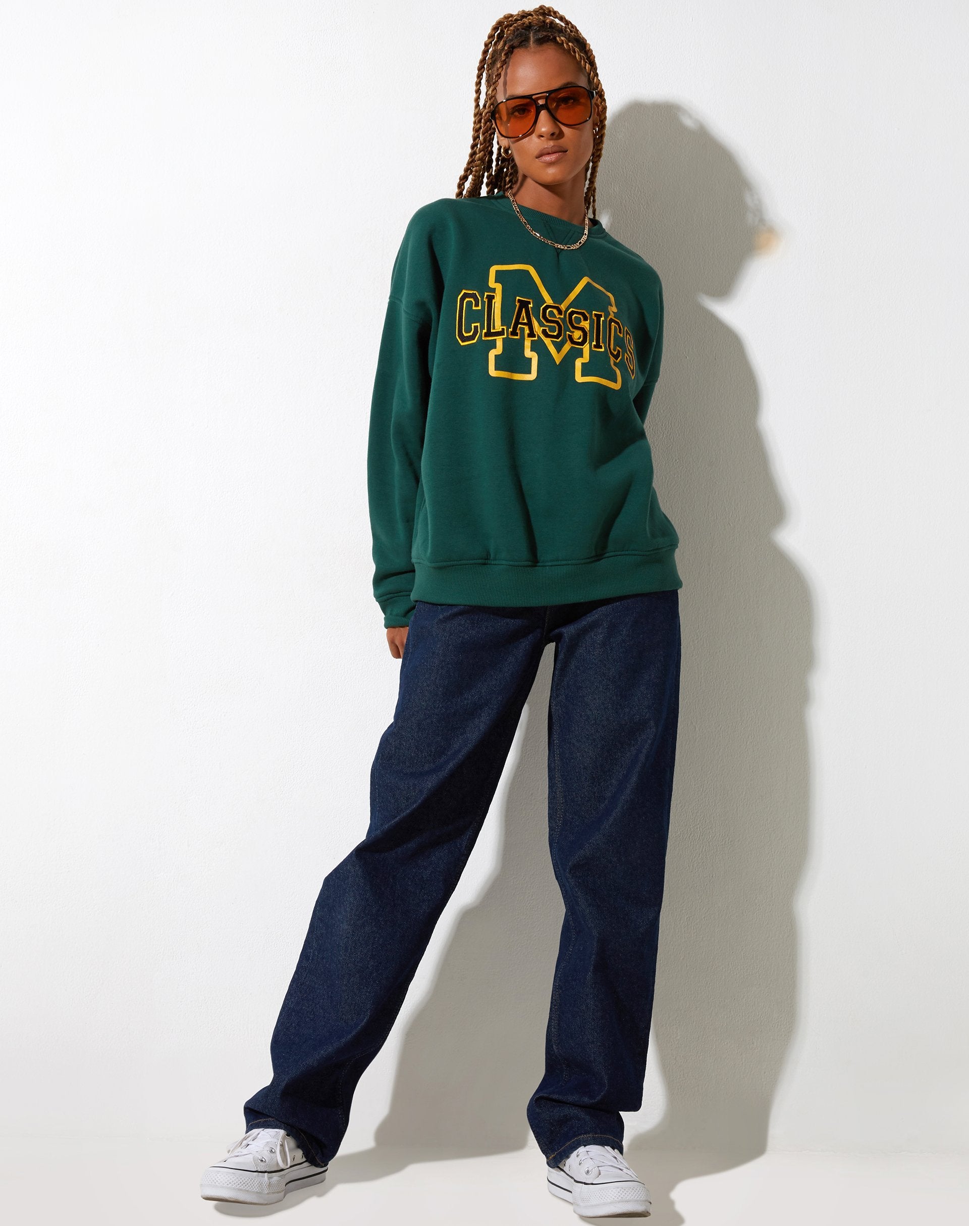 Glan Sweatshirt in Bosgroen M Classics