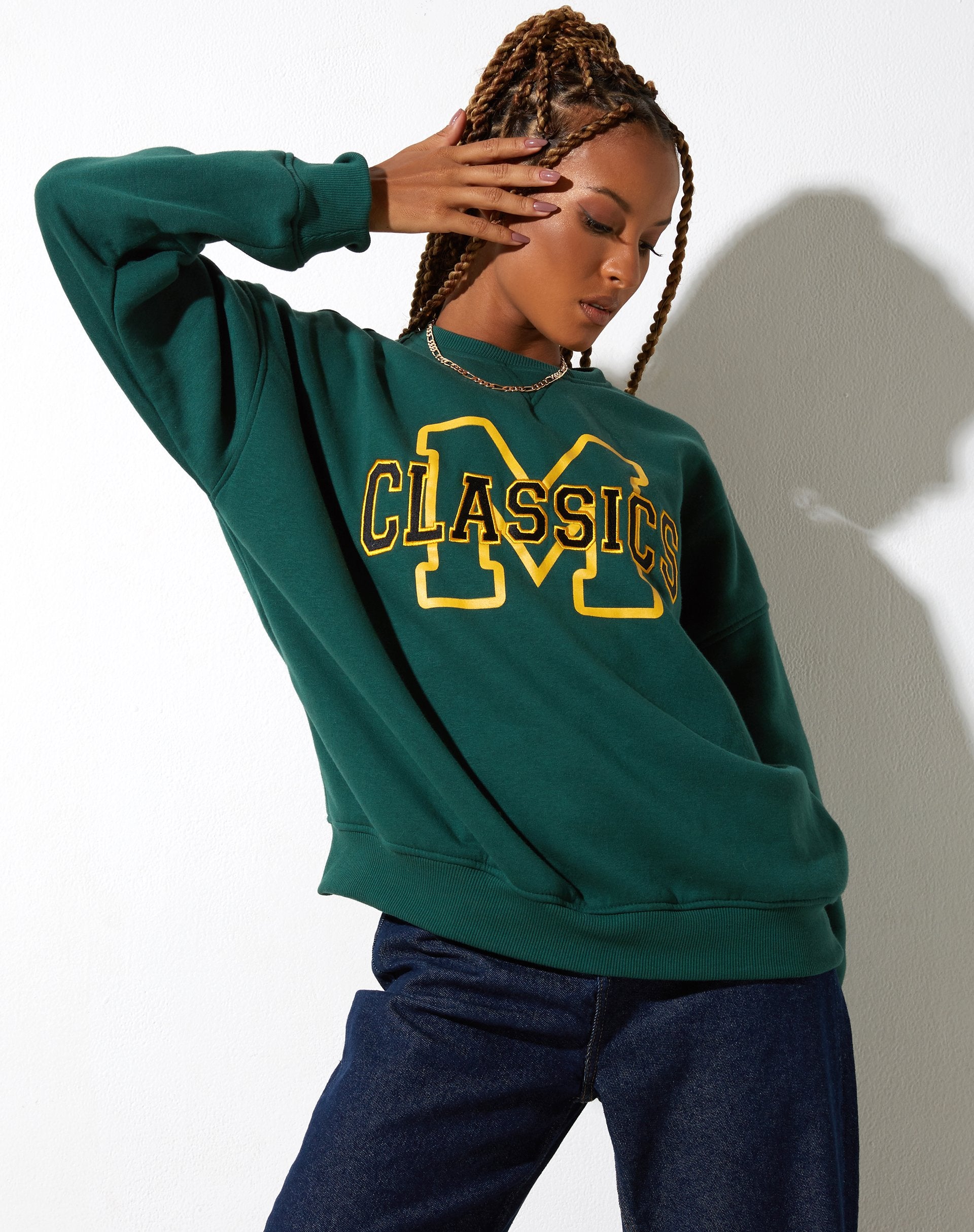 Glan Sweatshirt in Bosgroen M Classics