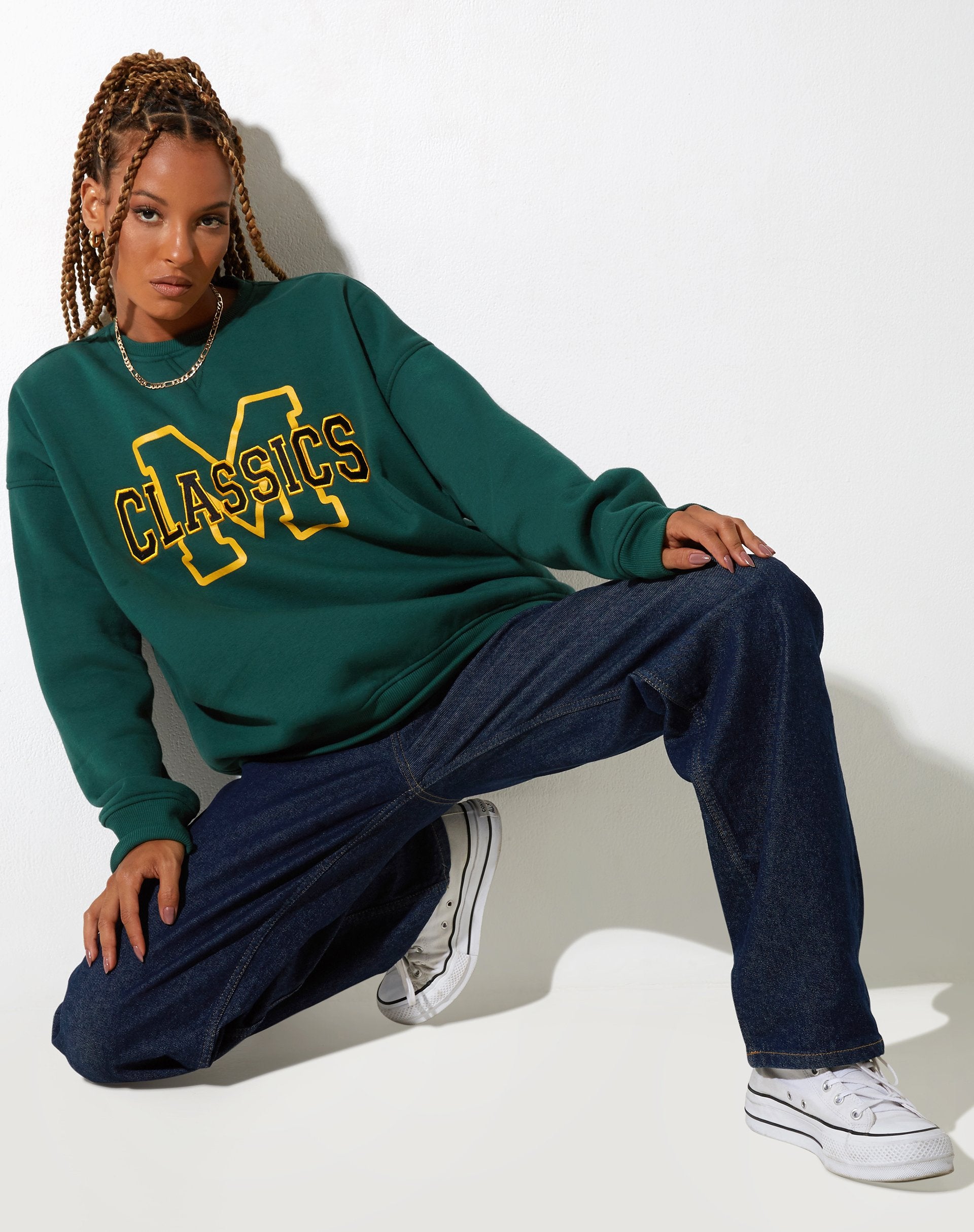 Glan Sweatshirt in Bosgroen M Classics