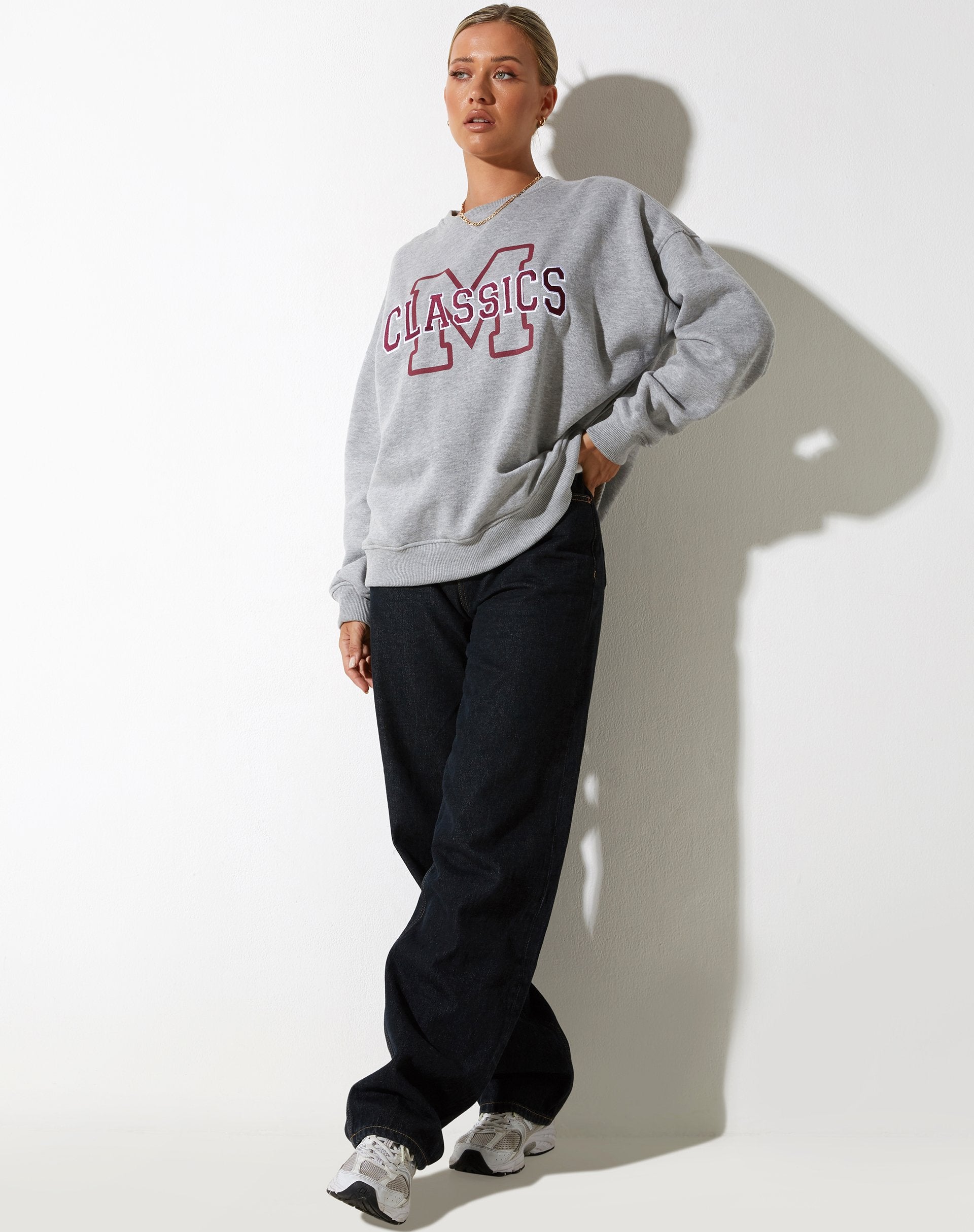 Afbeelding van Glan Sweatshirt in Grijs Marl met "M Classics" Embro