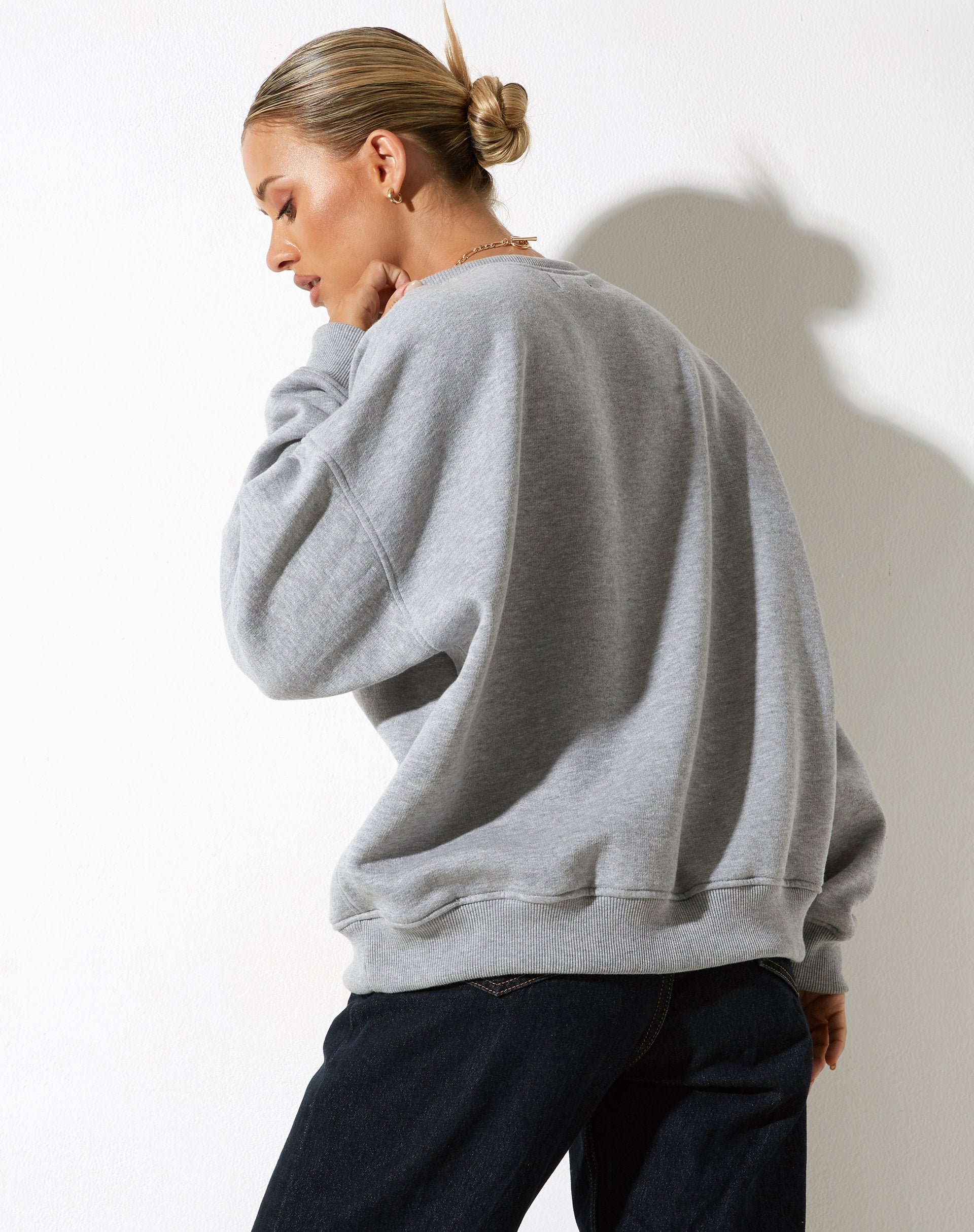 Afbeelding van Glan Sweatshirt in Grijs Marl met "M Classics" Embro