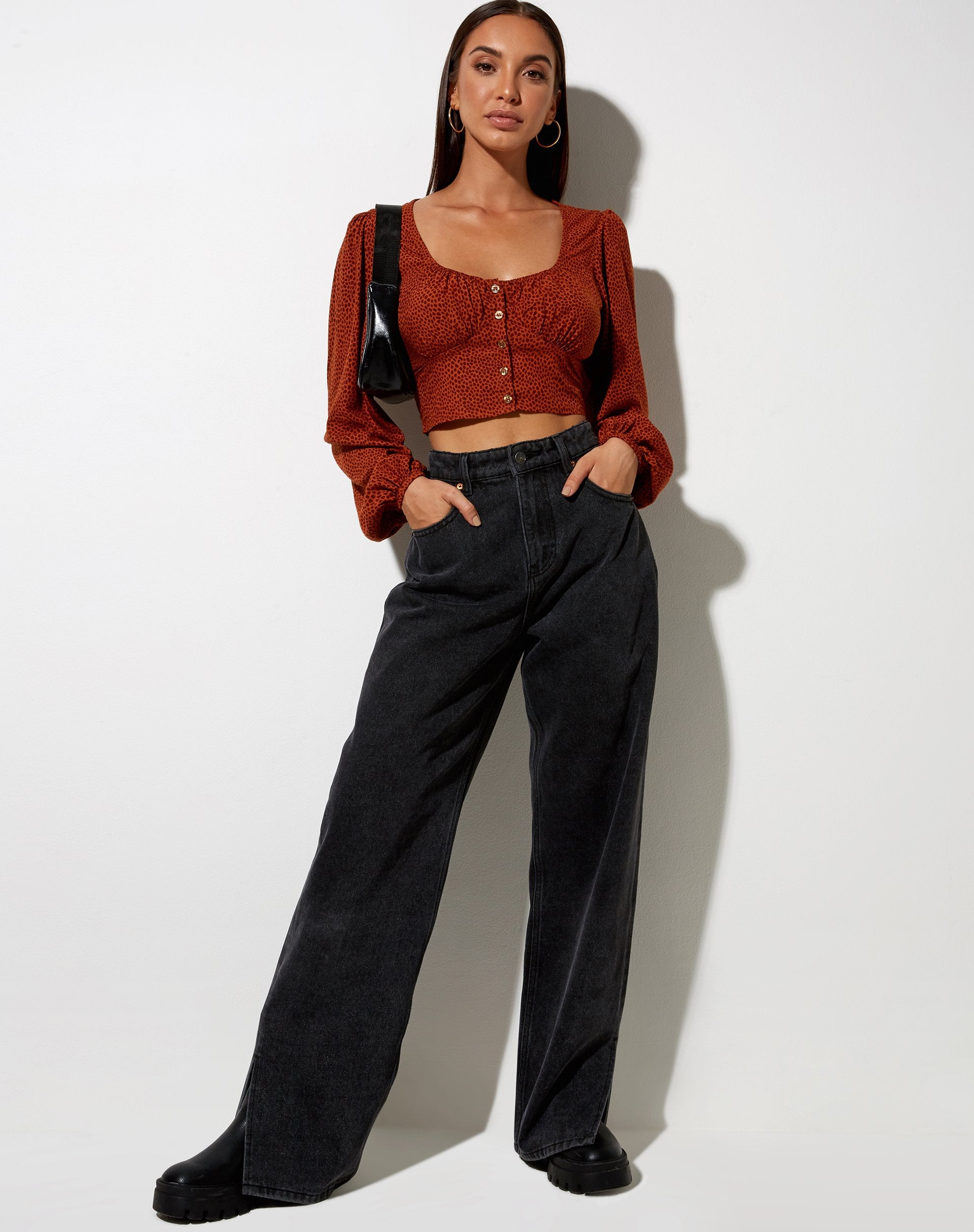 Afbeelding van Glario Crop Top in Mini Croc Bruin