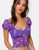 Afbeelding van Glasty Crop Top in Paars Daisy Daze