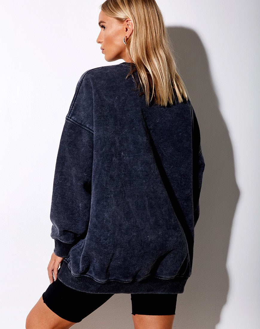 Afbeelding van Glo Sweatshirt in Black Stone Wash Cosmos