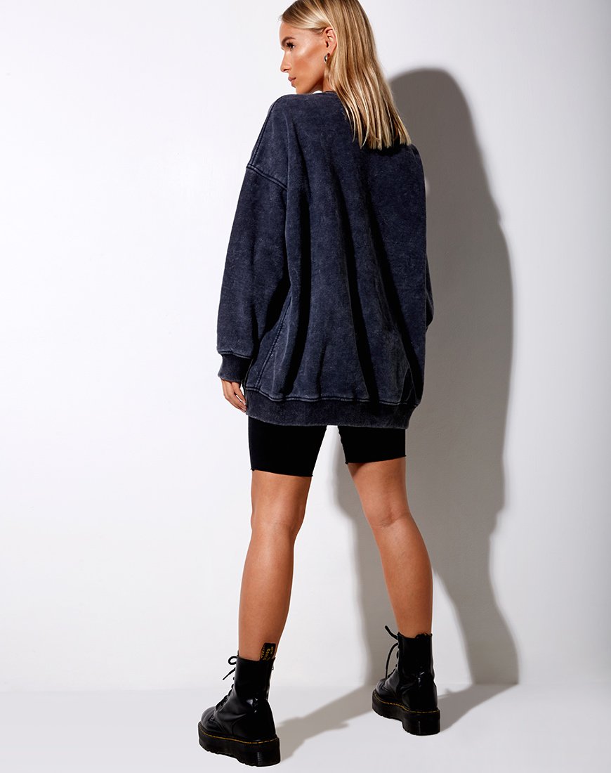 Afbeelding van Glo Sweatshirt in Black Stone Wash Cosmos