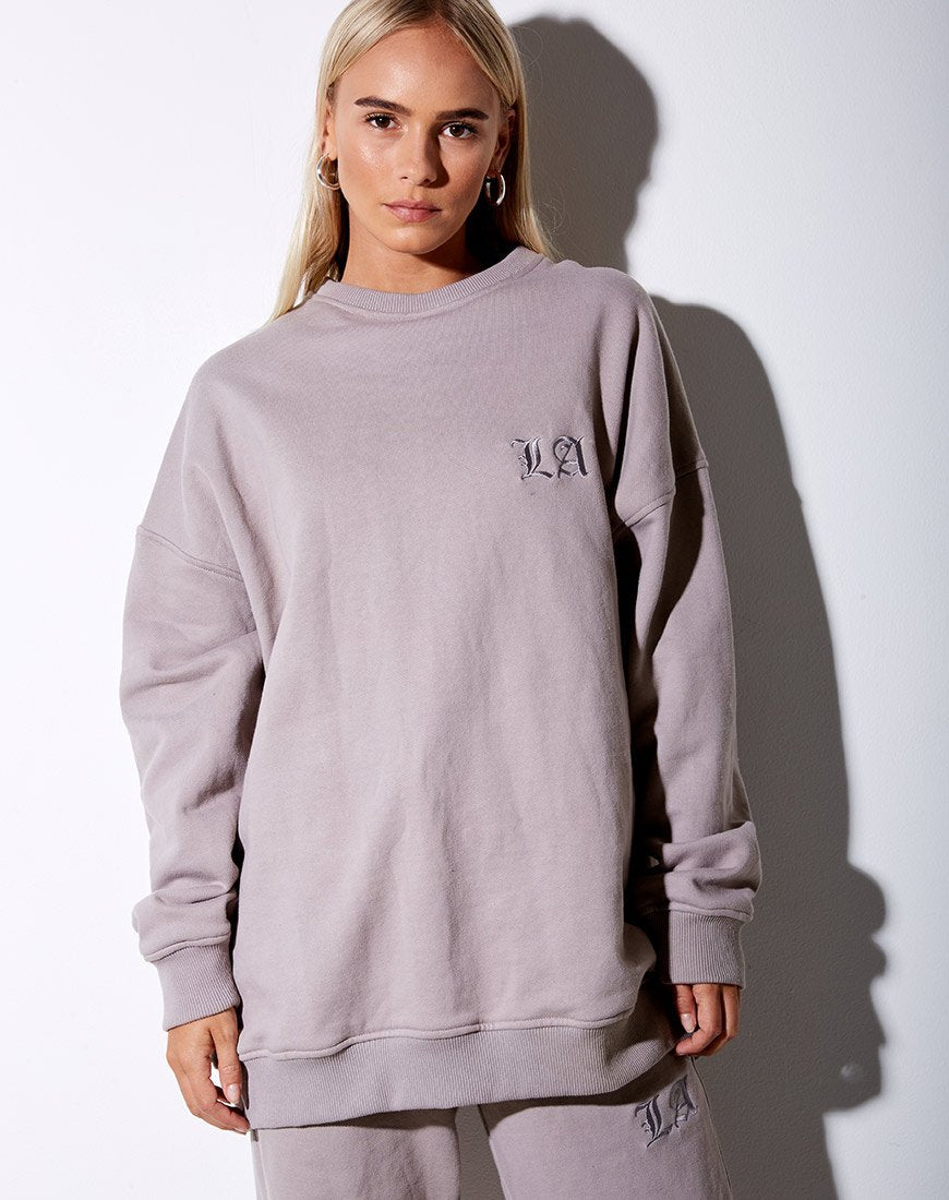 Glo Sweatshirt in Paddestoel met 'LA' Embro