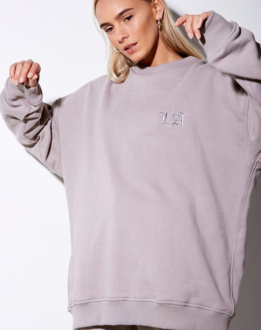 Glo Sweatshirt in Paddestoel met 'LA' Embro