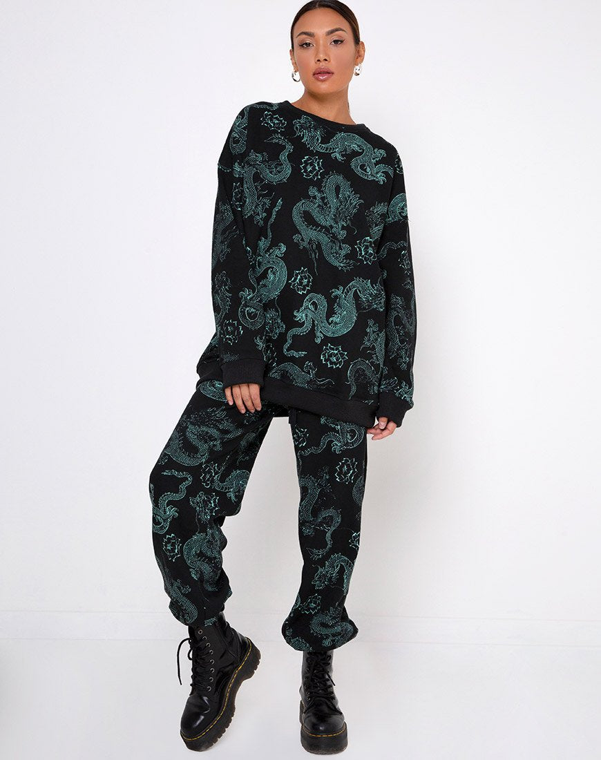 Afbeelding van Basta Jogger in Dragon Flower Zwart en Mint