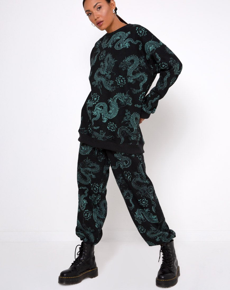 Afbeelding van Basta Jogger in Dragon Flower Zwart en Mint