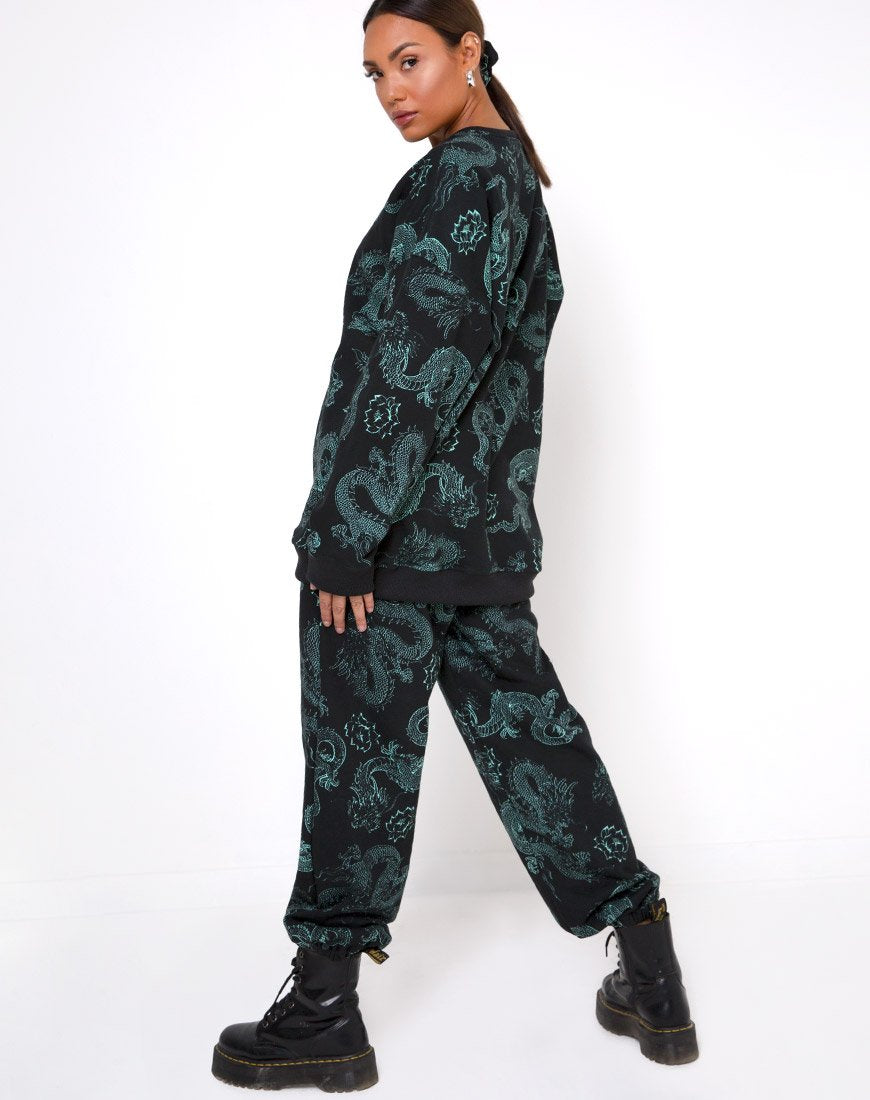 Afbeelding van Basta Jogger in Dragon Flower Zwart en Mint