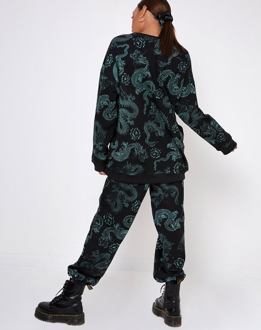 Afbeelding van Basta Jogger in Dragon Flower Zwart en Mint