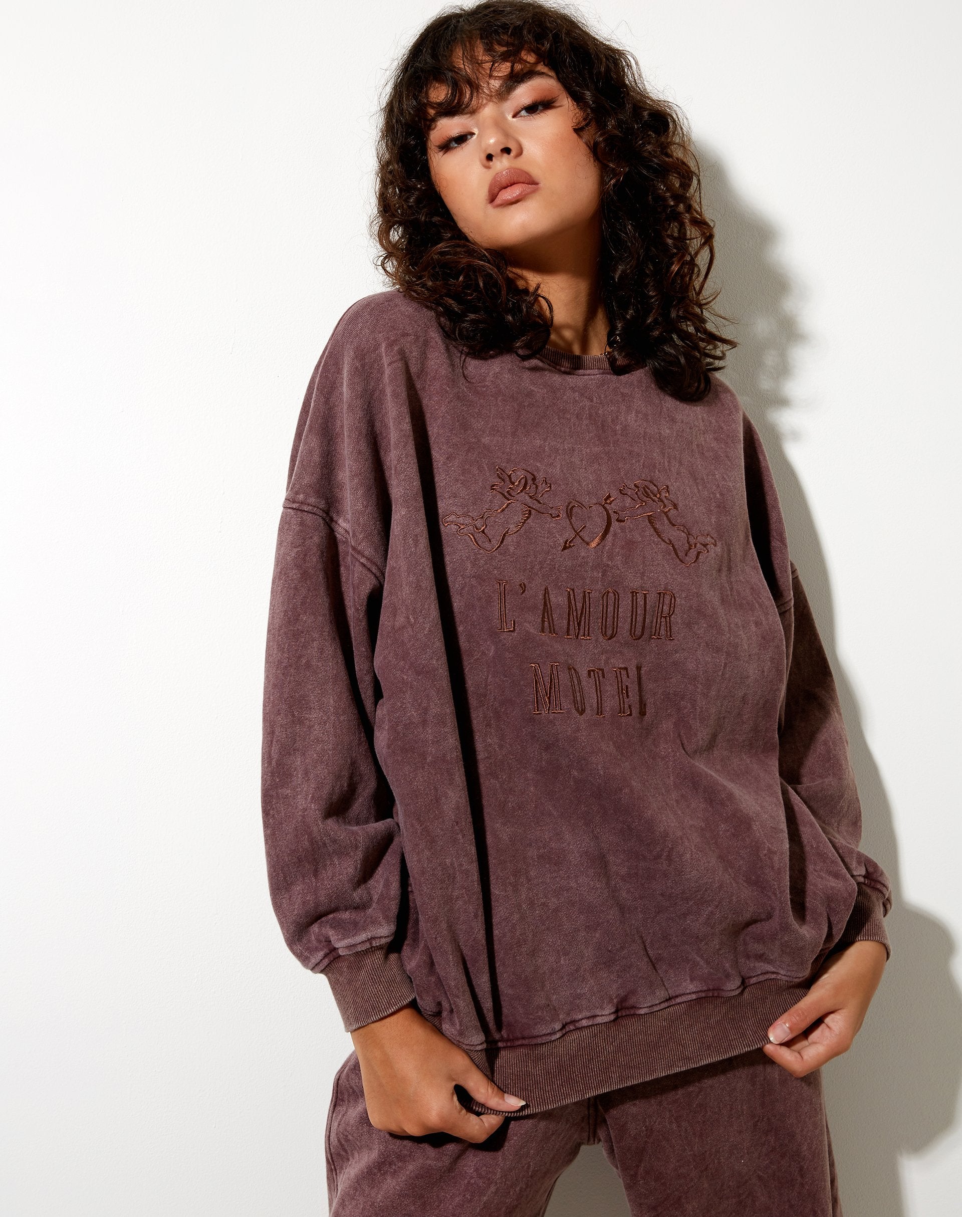 Afbeelding van Glo Sweatshirt in bruine was LAmour Motel Embro