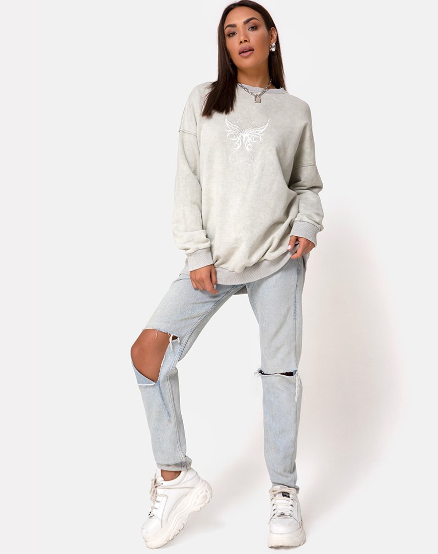 Afbeelding van Glo Sweatshirt in Ecru met Vlinder Embro