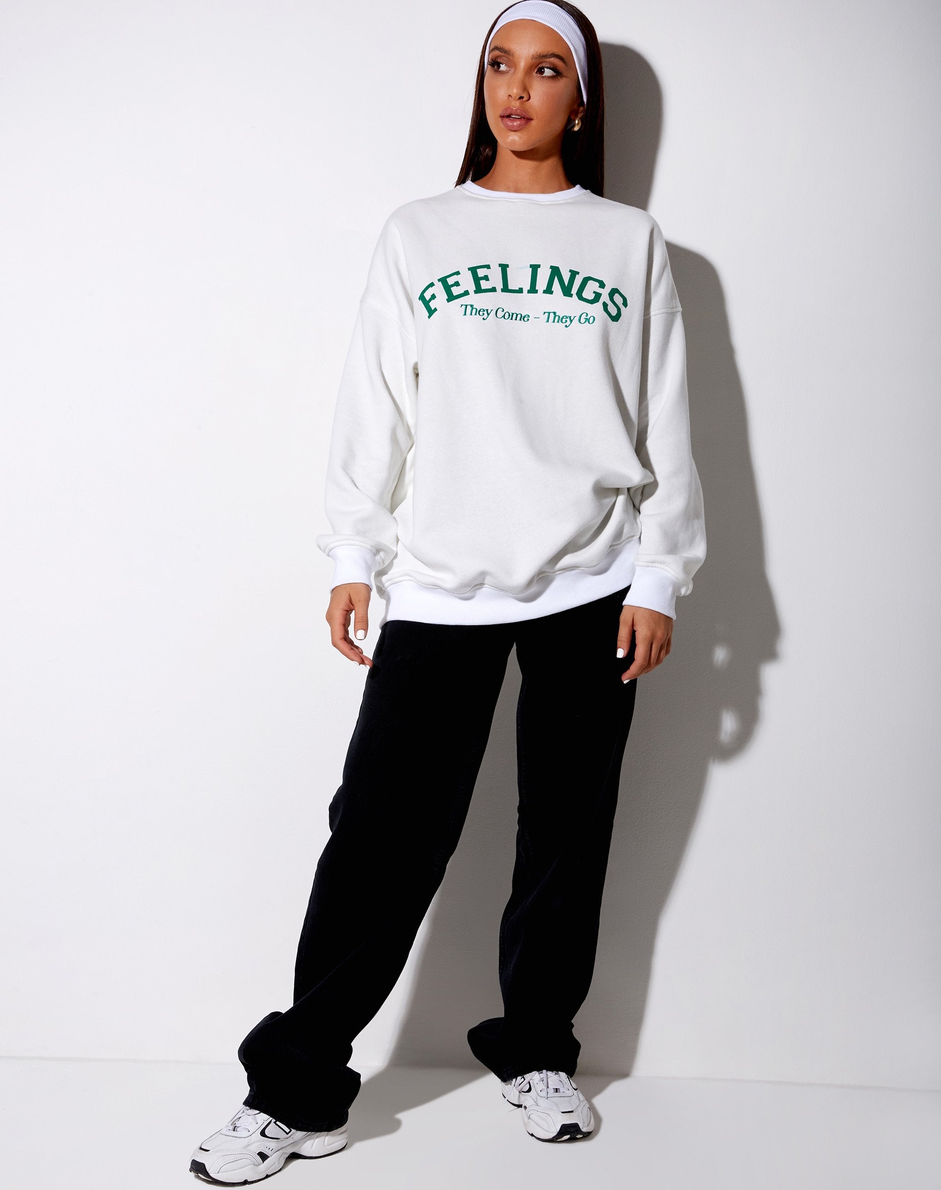 Afbeelding van Glo Sweatshirt in Wit Gevoelens Ze Komen Ze Gaan