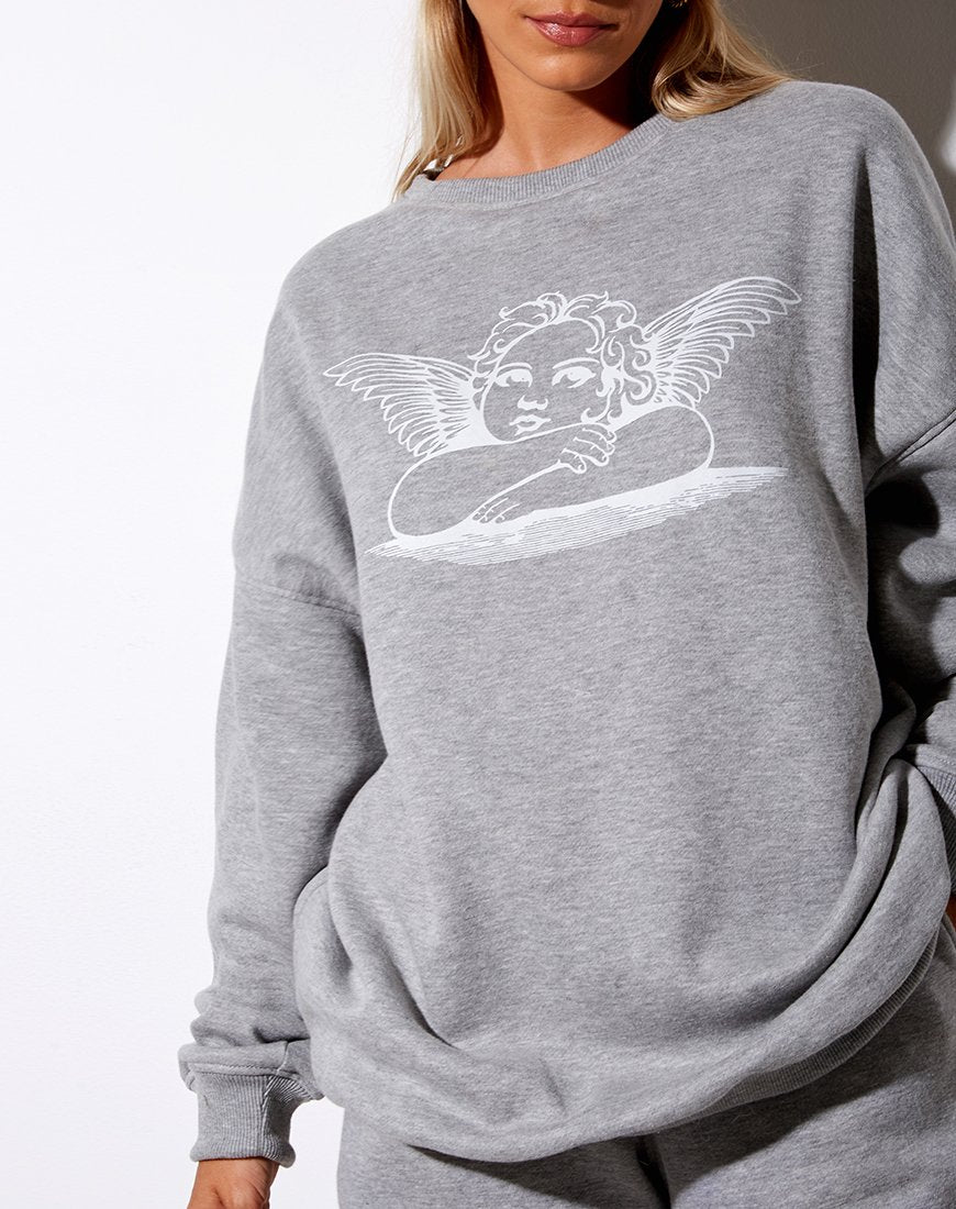 Glo Sweatshirt in grijs gemêleerd Angelo