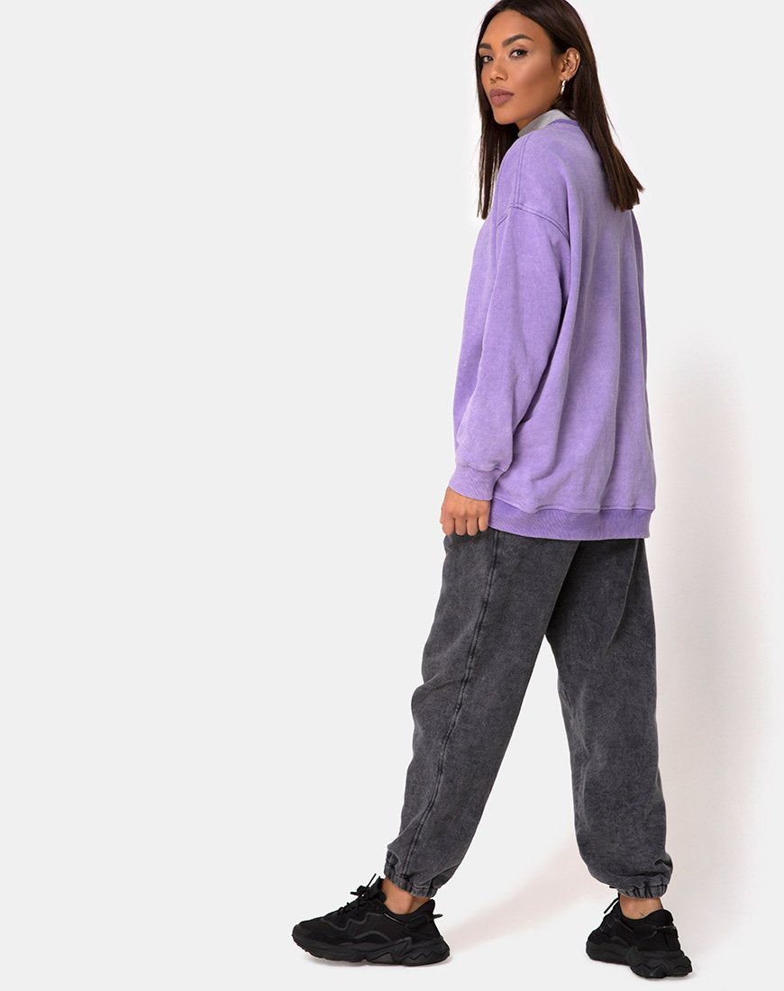 Afbeelding van Glo Sweatshirt in lila wassing met draak borduursel