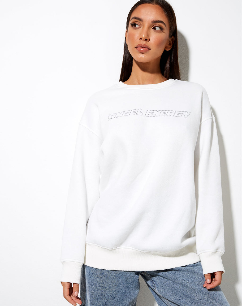 Glowee Sweatshirt in Warm Wit 'Angel Energy' Hotfix