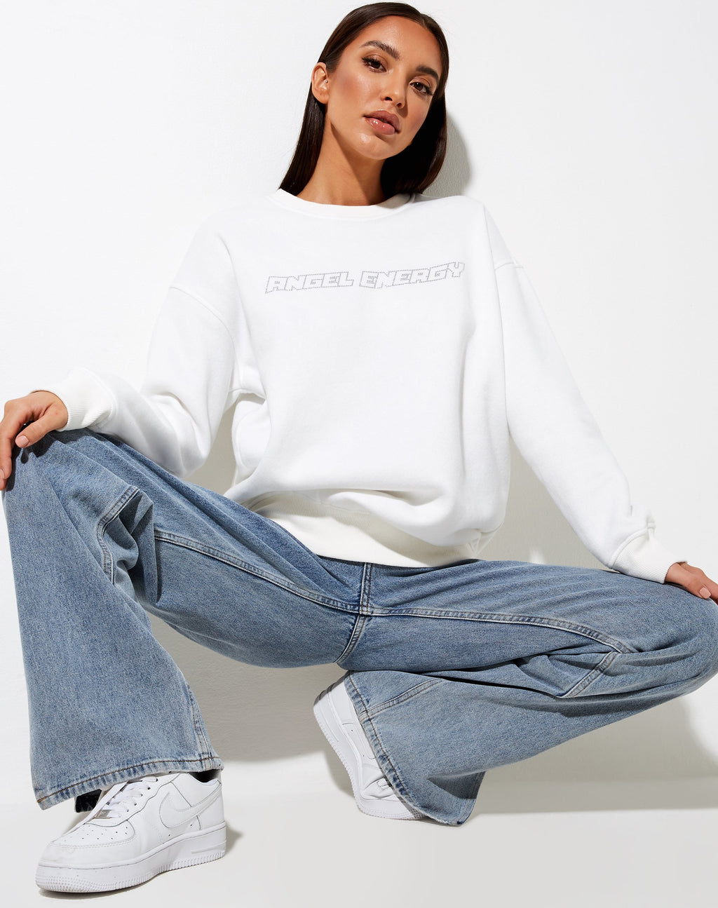 Glowee Sweatshirt in Warm Wit 'Angel Energy' Hotfix