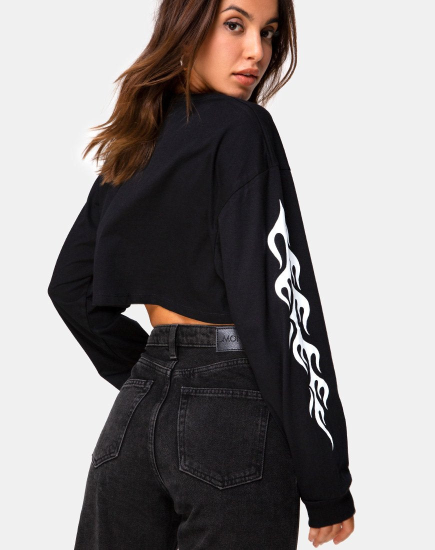 Afbeelding van Gocea Crop Top in Zwart met Witte Tribal
