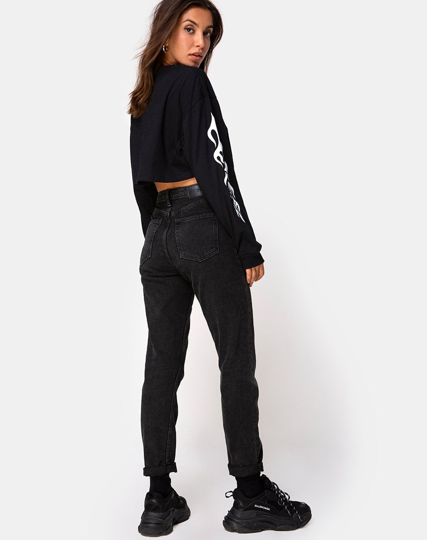 Afbeelding van Gocea Crop Top in Zwart met Witte Tribal