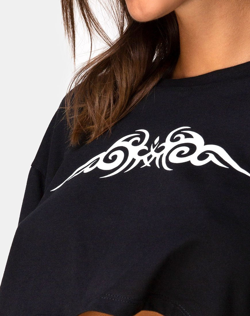 Afbeelding van Gocea Crop Top in Zwart met Witte Tribal