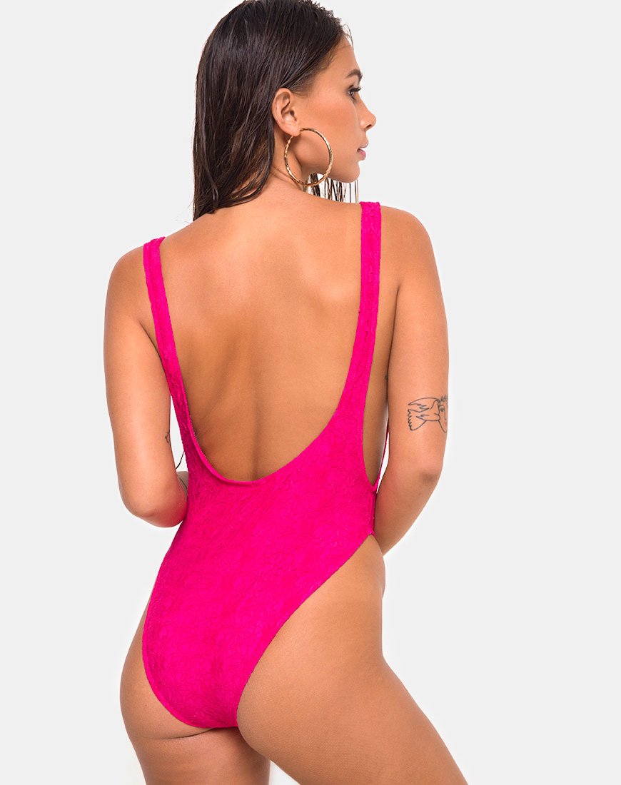 Godin badpak in kant Fuschia roze
