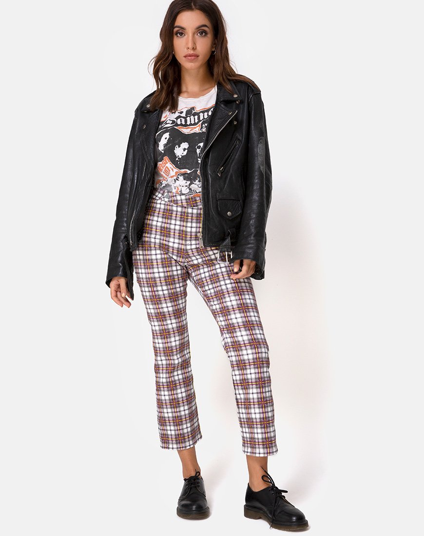Grava broek in Grunge ruit paars