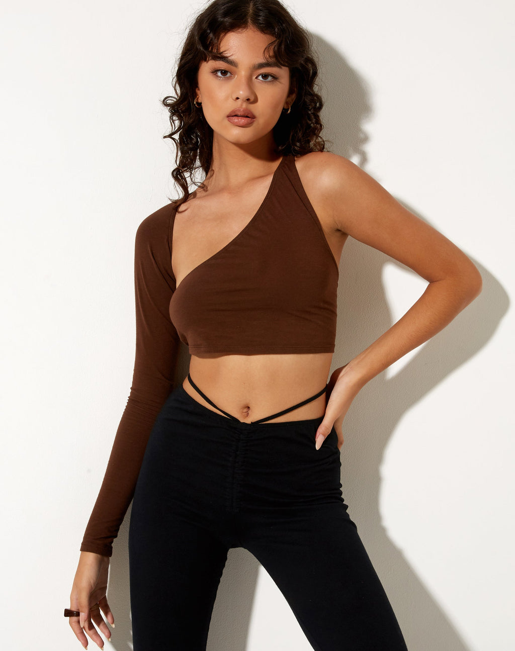 Grasel Crop Top in Lycra Cacao