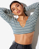 Afbeelding van Luene Crop Top in Donkergroen Lichtgroen en Wit