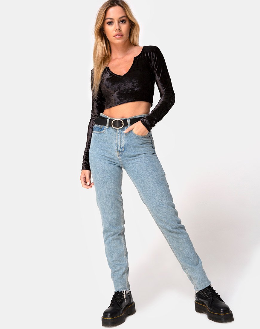 Afbeelding van Guan Crop Top in Fluweel Zwart