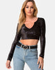 Afbeelding van Guan Crop Top in Fluweel Zwart