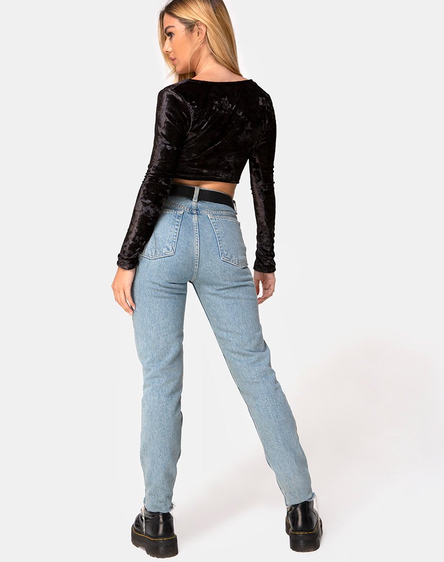 Afbeelding van Guan Crop Top in Fluweel Zwart
