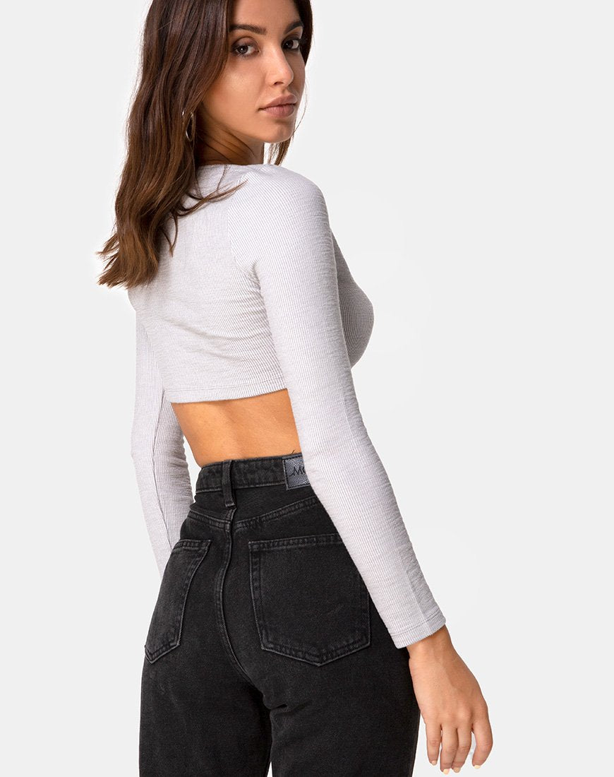 Guan Gewatteerde Top in Rib Grijs