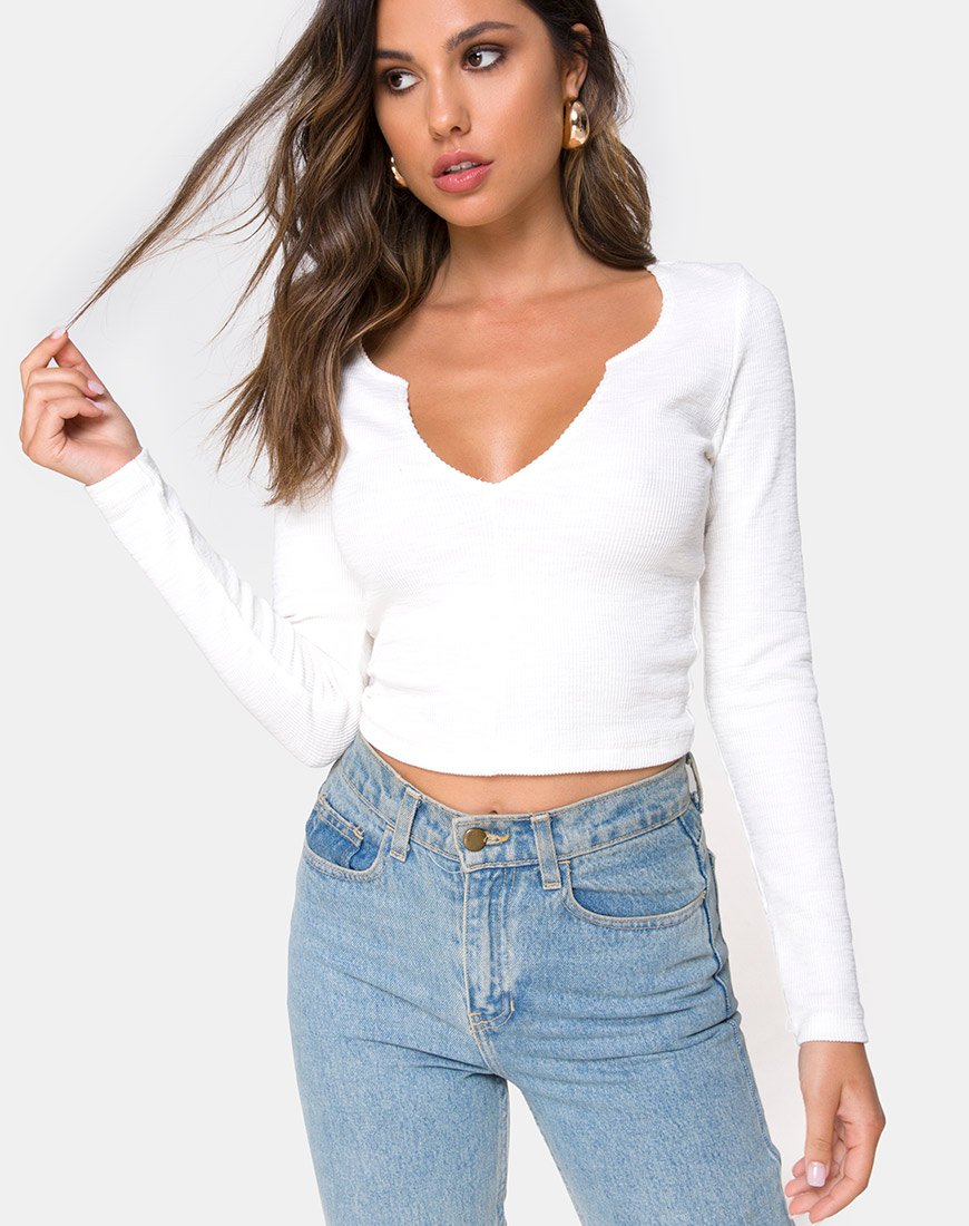 Guanelle Top in Rib Wit