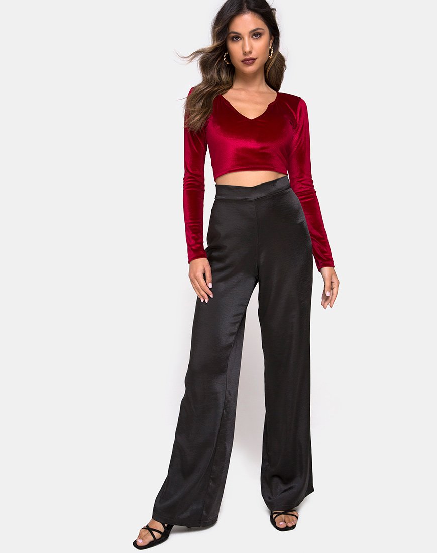 Afbeelding van Guan Crop Top in Fluweel Bourgondië